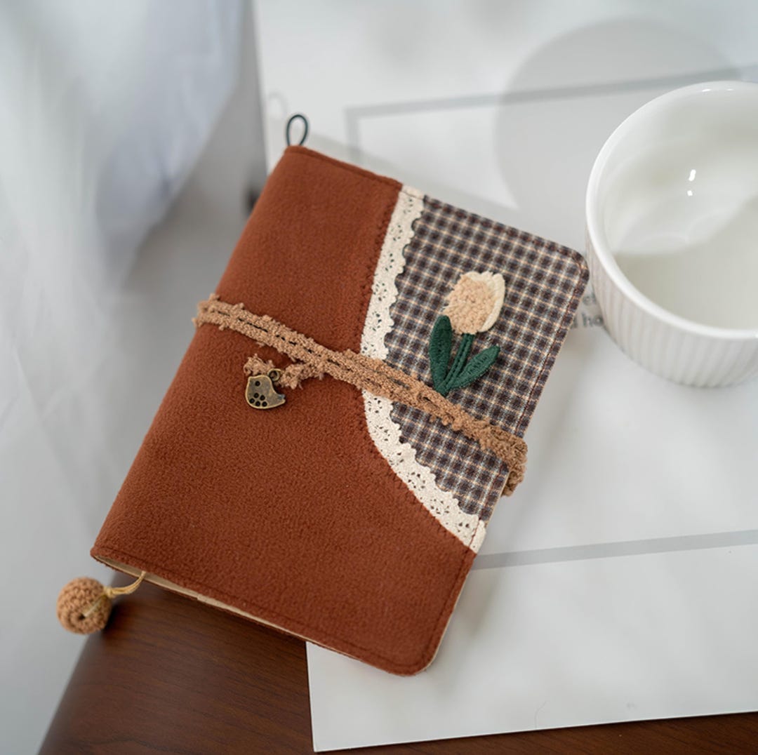 Notebook Ribbon Inserts A6 A5 Custom Hand Notebook,corduroy Embroidered Tulip Binder Rings ...