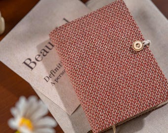 Personalized A6 A5 Retro Woolen Fabric Journal,Handmade Portable Notepad,Binder Rings Journal,Fabric Hard Cover Journal