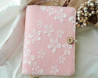 Personalized Embroidered Flower Journal: Handmade Fabric Hardcover Notebook