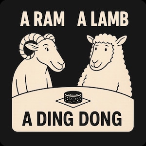 Lustiges Wortspiel Shirt - Ein Widder, ein Lamm ein Ding Dog, Tier Wortspiel T-Shirt, Papa Witz Humor Geschenk