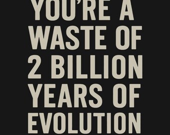 Mean Humor Shirt - You're a Waste of 2 Billion Years of Evolution, Brutal Roast Tee, Science Insult