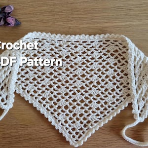 Modello facile per foulard triangolare all'uncinetto / Bandana a punto conchiglia per principianti (modello in PDF)