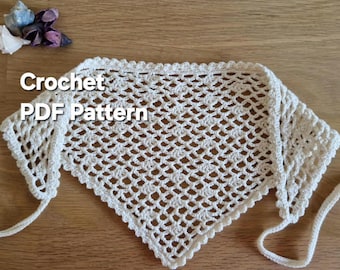 Crochet Triangle Headscarf Pattern | Beginner Shell Stitch Bandana (PDF Pattern)