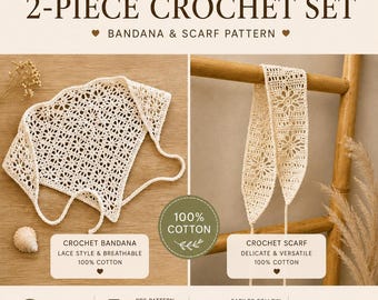 Floral Crochet Headscarf & Headband Set – Elegant, Feminine and Beginner-Friendly PDF Pattern | English PDF Pattern