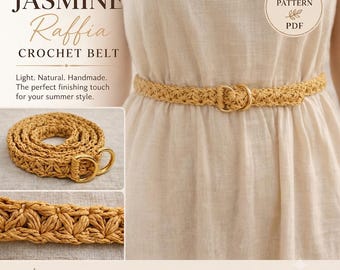 Jasmine Raffia Crochet Belt Pattern | Boho Summer Accessory | English PDF Pattern