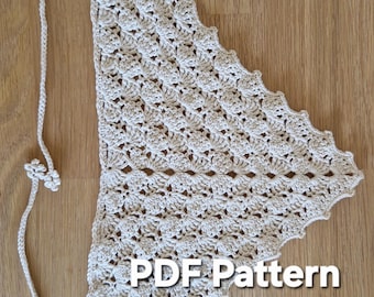 Summer Crochet Shell Stitch Triangle Headscarf Pattern | Easy Boho Bandana | English PDF Pattern