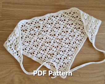 Floral Crochet Headscarf Pattern | Boho Summer Hair Wrap | English PDF Pattern
