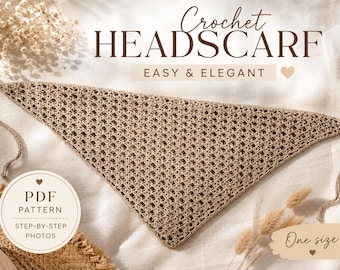 Crochet Triangle Headscarf Pattern | Fan Stitch Bandana | Beginner Friendly | English PDF Pattern