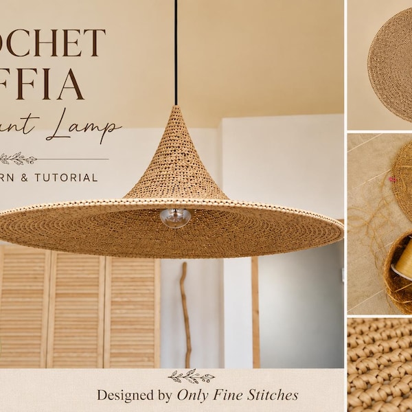 Crochet Raffia Pendant Lampshade Pattern, Boho Lamp Tutorial | English PDF Pattern