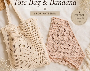 Crochet Tote Bag & Bandana Patterns | Boho Summer Set (2 PDF Patterns)