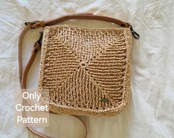 Bast häkeln Taschenmuster – Modernes rustikales Sommer Tote Bag (PDF Download)