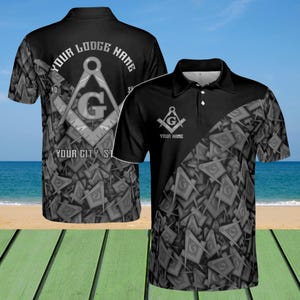 Personalized Freemasonry Square Compass Pattern Men&#39;s Polo Shirt S-5XL