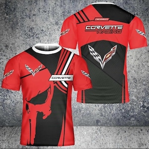 Racing T-Shirt: Red & Black Graphic Tee for Car Fans