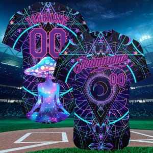 Custom Name Psychedelic Meditation Baseball Jersey, Personalized Team Name & Number, Trippy Spiritual Art Shirt, S-5XL