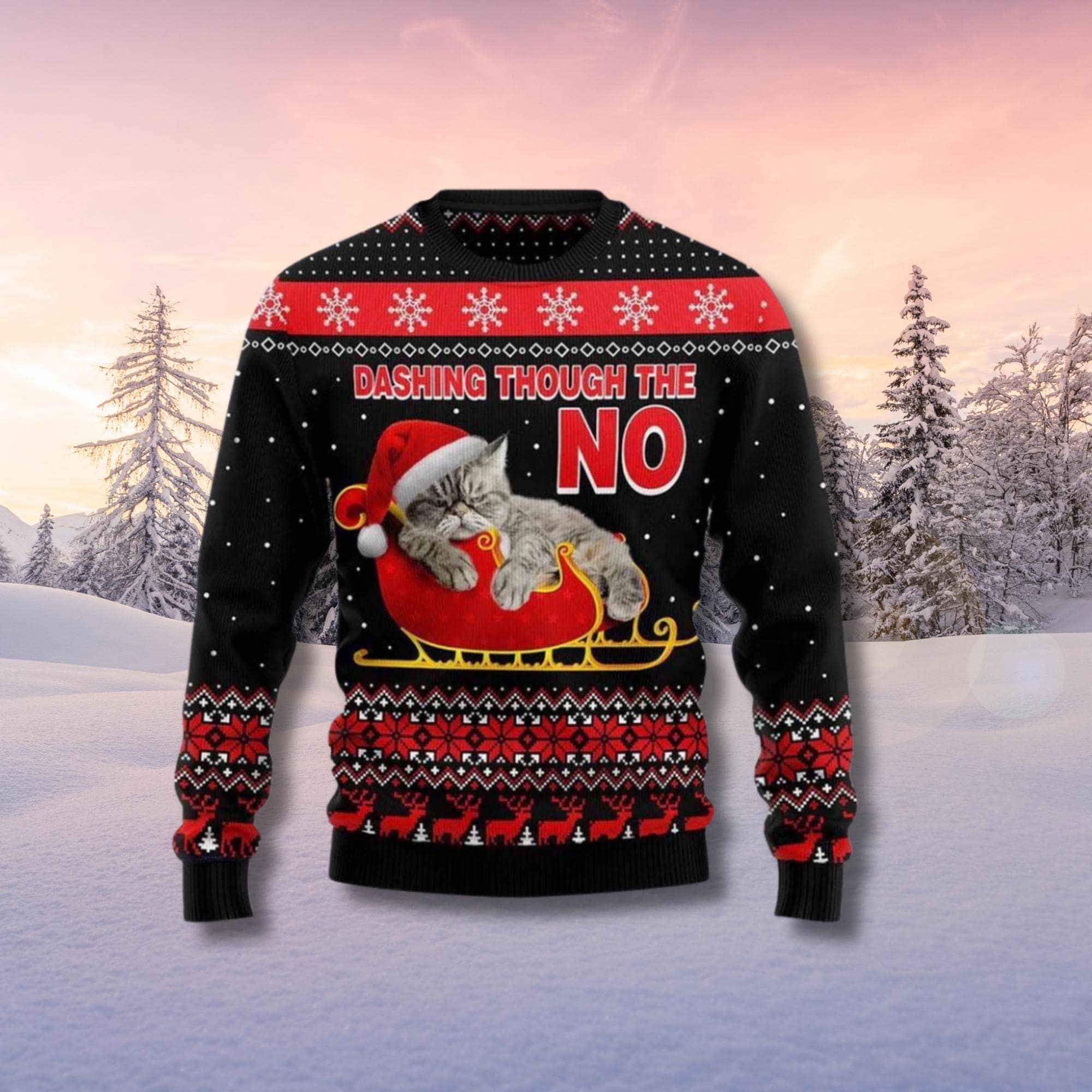 Discover Dashing Through The No Cat Ugly Christmas Sweater, Funny Kitten Ugly Xmas Pullover