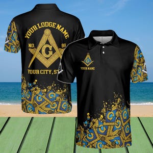 Personalized Freemasonry 357 Degree Masonic Men&#39;s Polo Shirt S-5XL