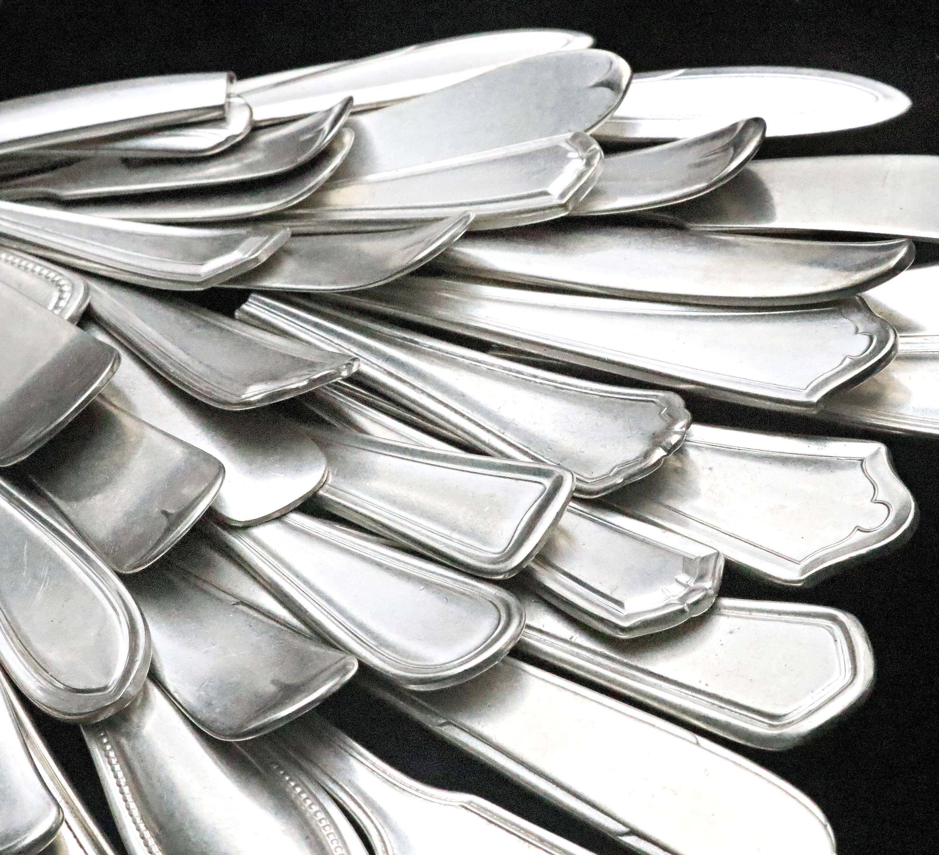 Bulk lot Vintage assorted silver spoon tag ends, metal