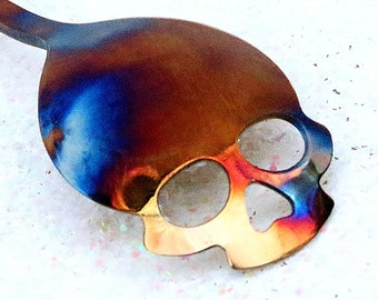 Rainbow Sugar Skull Spoon, Skeleton Spoon, Food Safe, Day Of The Dead, Absinthe Spoon, Collectible Silverware, Modern Kitchen Unique Utensil