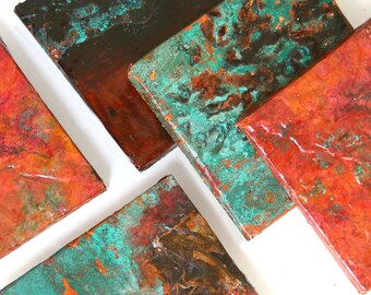 Copper Sheets Various Sizes, Blue Green Patina Metal Roofing Metal Turquise Ocean Color Organic Nature Rustic Farmhouse Woodland Suppliesart