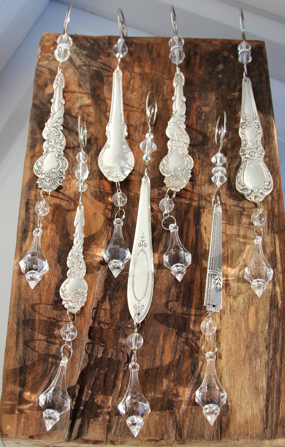 Vintage silver plate ornament PAIR Antique silver crystal Etsy