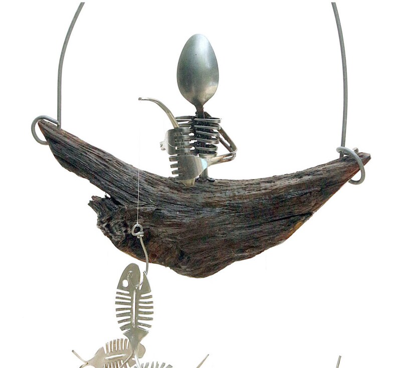 spooky lepel skelet mobile en bot vis klokkenspel houten | etsy
