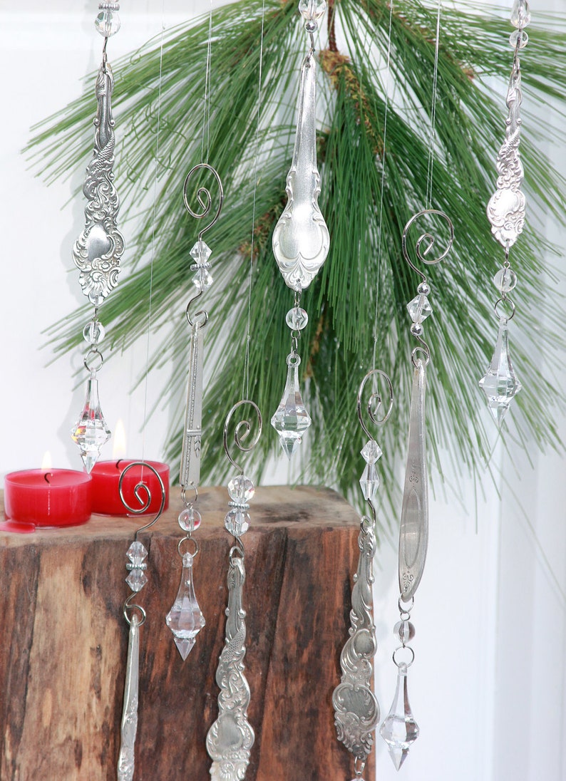 Vintage silver plate ornament PAIR Antique silver crystal Etsy