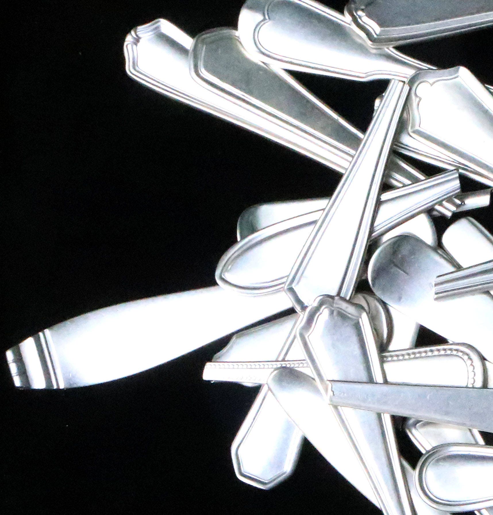 Bulk lot Vintage assorted silver spoon tag ends, metal