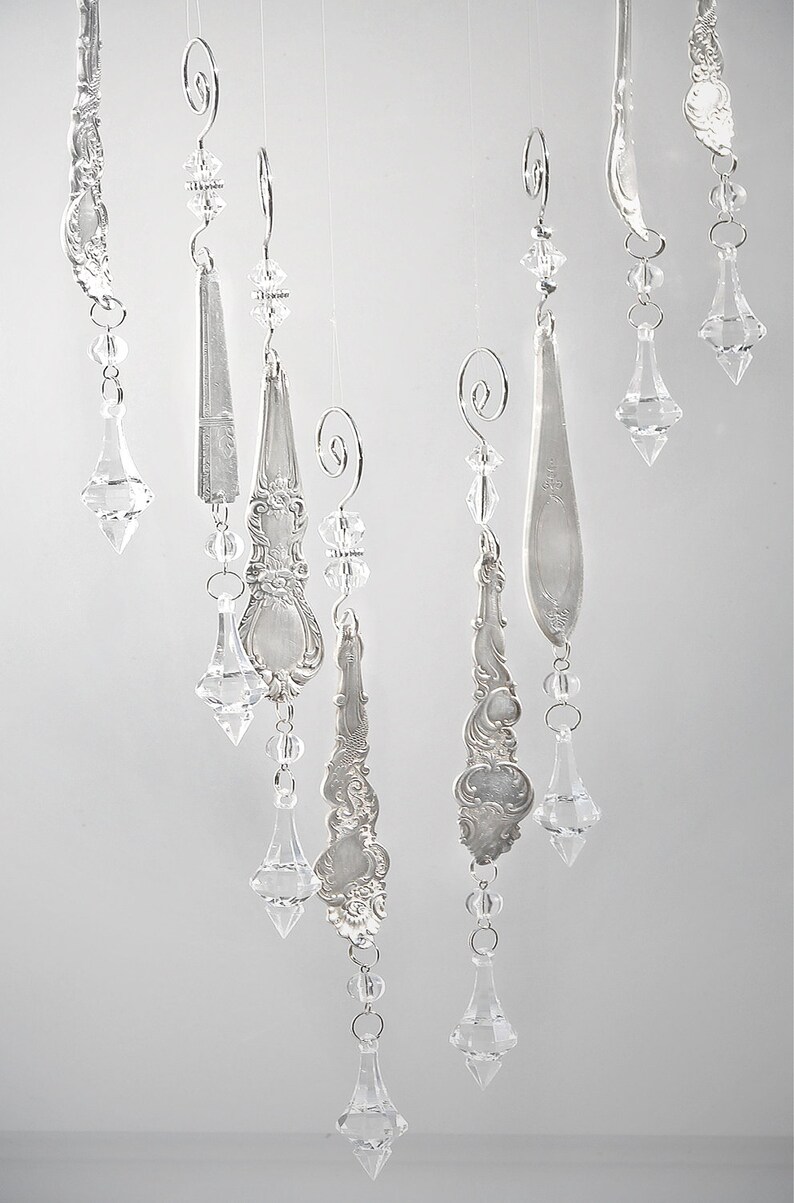 Vintage silver plate ornament PAIR Antique silver crystal Etsy