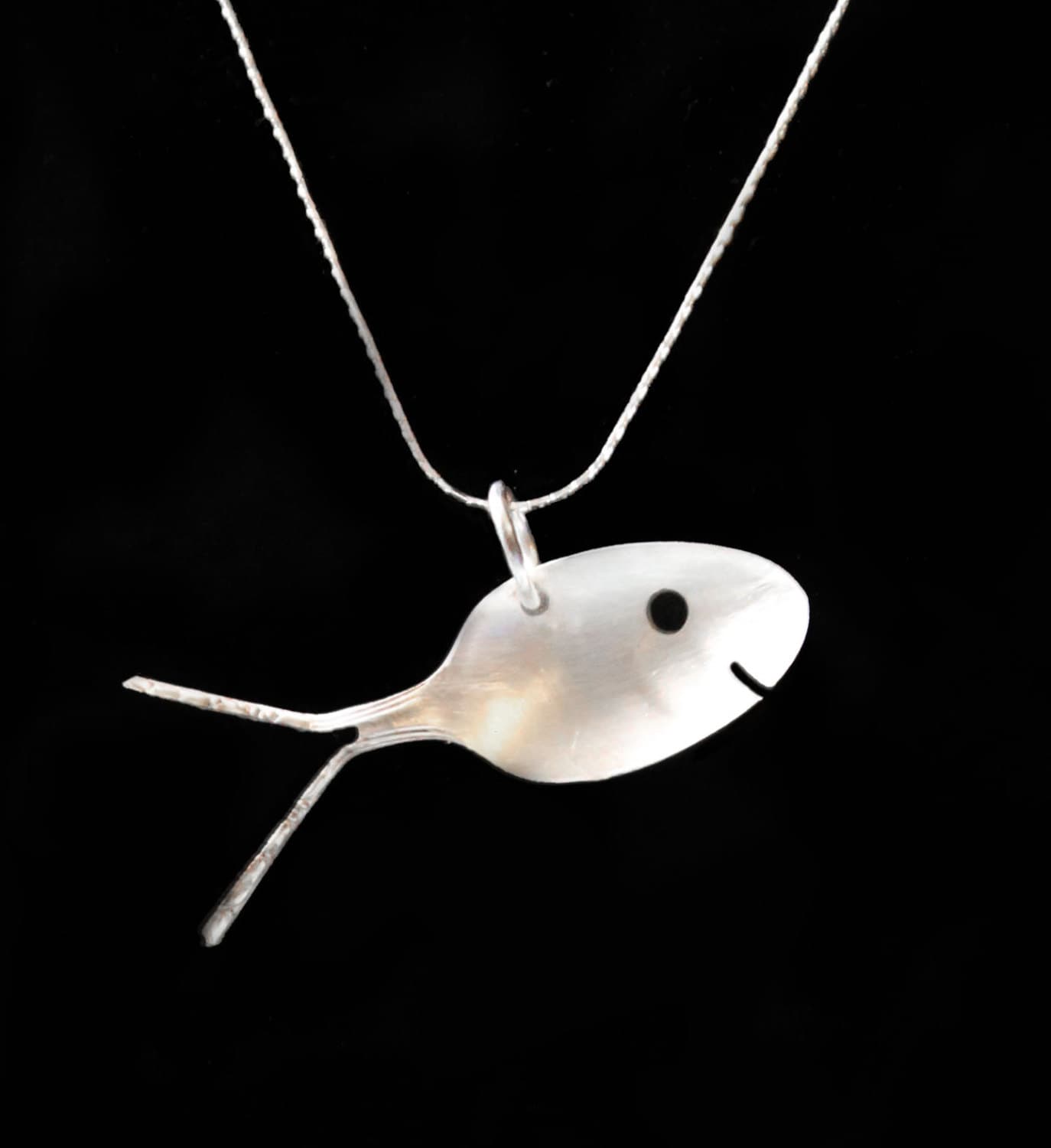 Vintage Silver Spoon Fish Pendant 