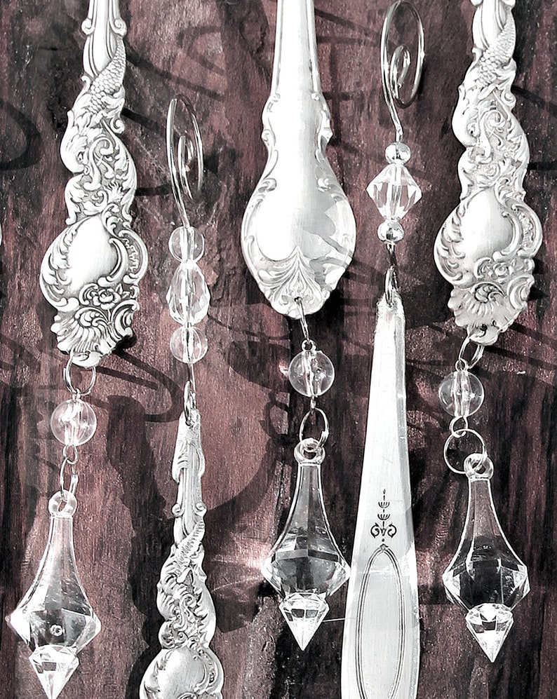 Vintage silver plate ornament PAIR Antique silver crystal Etsy