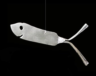 Add Another Shark To Your Wind Chime, Silver Plate Flatware, Unique Upcycled Nautical Art, Beach House Gift, Shark Week, Deep Sea Diving