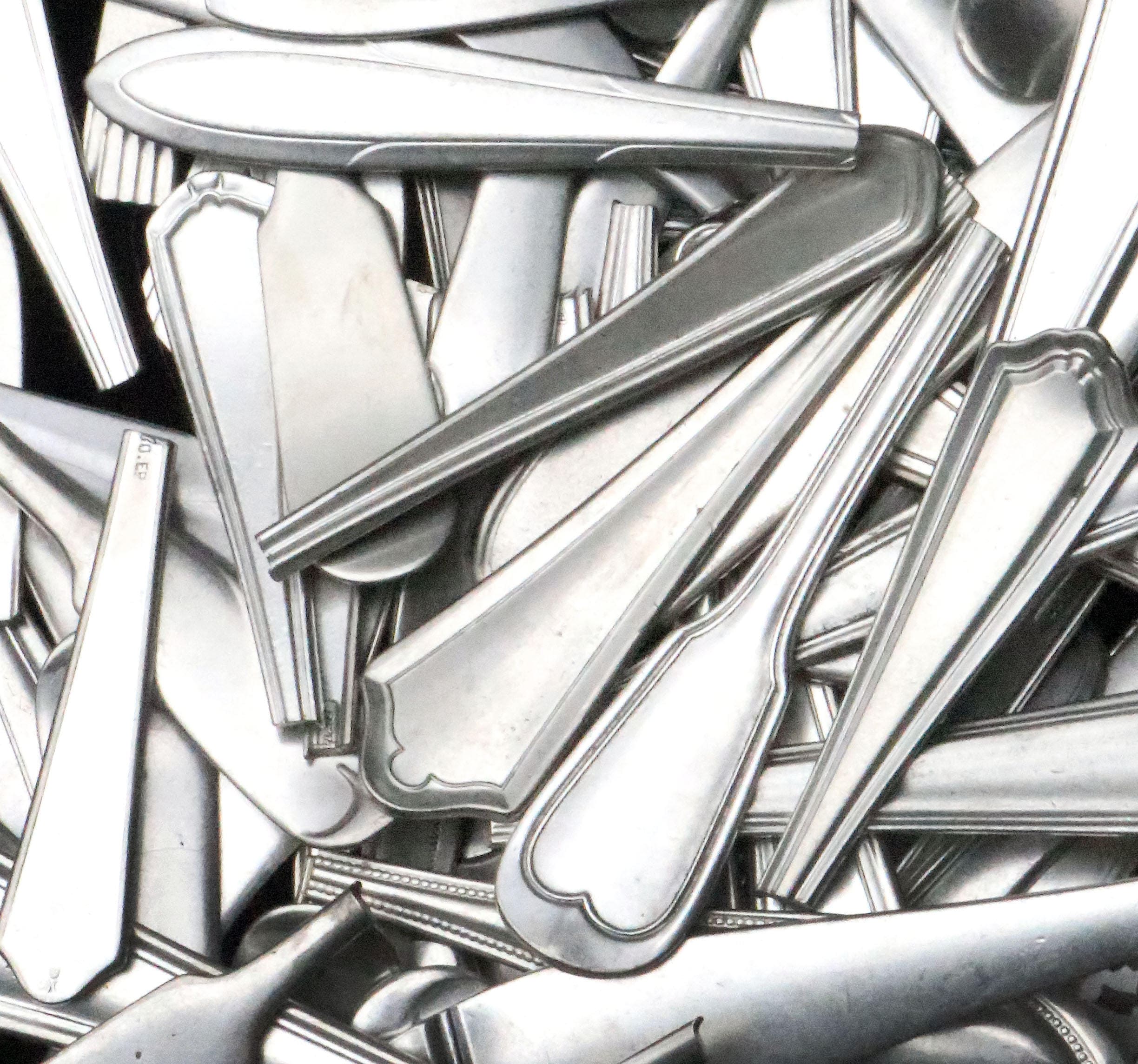 Bulk lot Vintage assorted silver spoon tag ends, metal