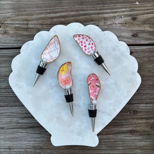 Decoupage Oyster Shell Wine Stopper: Coastal Trinket, New England Seashell Craft