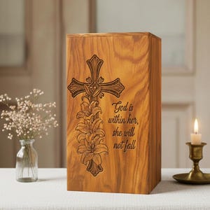 Engraved Rosewood Cremation Urn | Christian Memorial Keepsake