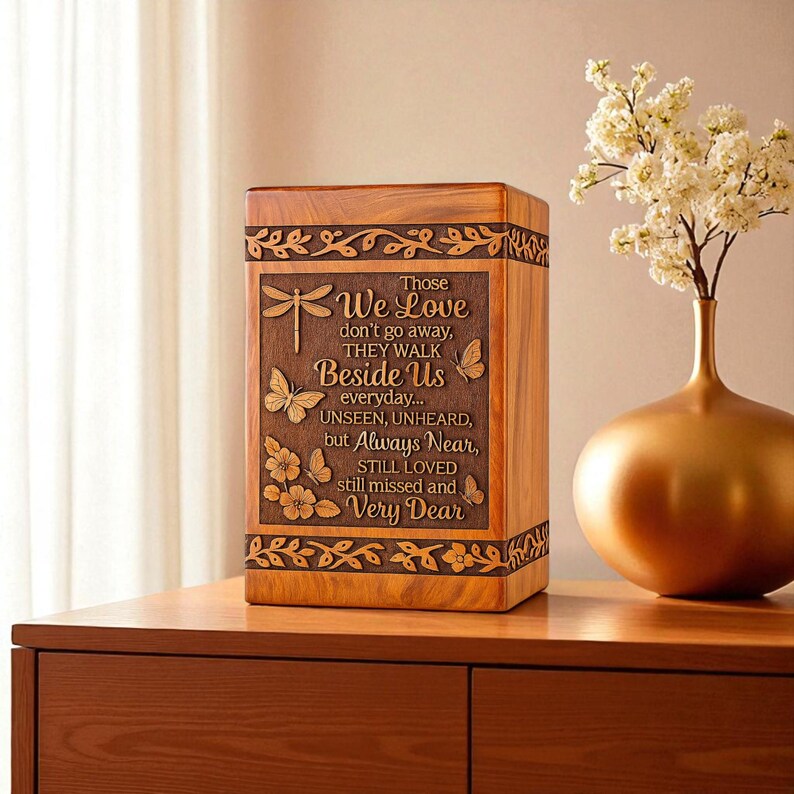 Personalized Wooden Cremation Urn Custom Engraved Memorial Box With ...