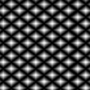 May include: A repeating pattern of black and white diamond shapes. Each diamond has a gradient effect, transitioning from a bright white centre to a dark black outline. The overall effect is a textured, geometric design.