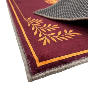 Orthodox Christian Prayer Rug, Burgundy and Gold Cross Design, Religious Home Decor Mat, Byzantine Style Worship Carpet image 5