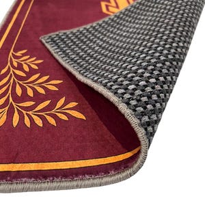 Orthodox Christian Prayer Rug, Burgundy and Gold Cross Design, Religious Home Decor Mat, Byzantine Style Worship Carpet image 3