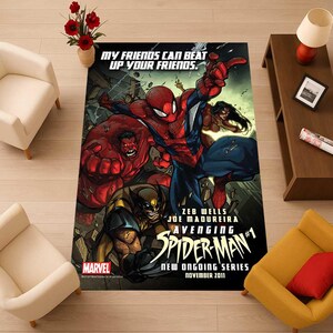 Spiderman & Hulk Comic Rug: Kids Room Hero Decor