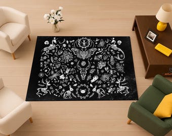 Witch Rug, Witchy Aesthetic Rug, Witchy Journal Rug,Bat Rug,Gothic Rug,Skull Rug,Skeleton Rug,Gothic Design,Deer Rug,Butterfly Rug,Area Rugs