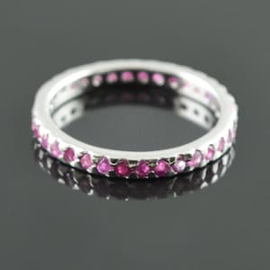 Natural Ruby Eternity Jewelry Ring Round 3mm Ring Sterling Silver 925 Red Ruby Gemstone Gift for Engagement Ring Wedding Ring Promise Ring