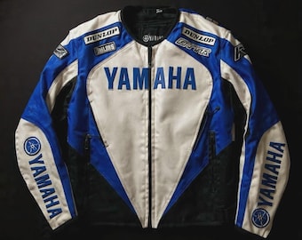 Yamaha Racing Biker Jacket | Breathable Corduroy Fabric | CE Approved Armors