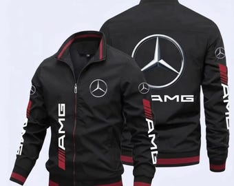 Mercedes-Benz AMG Black Zip-Up Jacket | Softshell Fabric Luxury Streetwear Motorsports Style Jacket