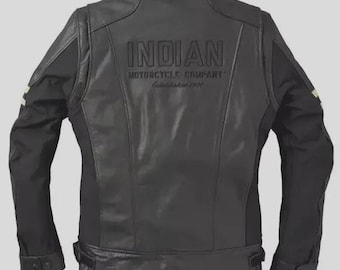 Women's Indian Motorcycle Riding Jacket | Genuine Leather | Embroidered Logos CE Protectors