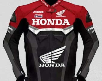 Honda CBR Motorbike Riding Jacket Genuine Leather Motorcycle Racing Biking Jacket CE Protectors
