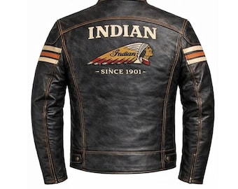 Indische Motorradlederjacke mit CE-Protektoren