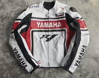 Yamaha R1 Motorbike Riding Jacket Genuine Cowhide Leather Motorcycle Racing Jacket CE Protectors
