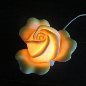 Vintage Porcelain Yellow Rose Night Light - Etsy