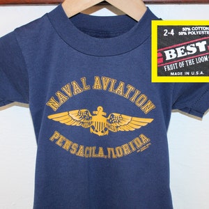 90s Naval Aviation Pensacola Florida vintage youth t-shirt kids’ navy blue 1993 cotton polyester