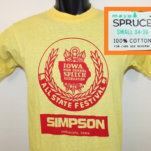 70s Iowa High School Debate Vintage T-shirt Yellow Mayo Spruce All 